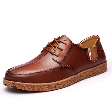 

Men British Style Elastic Panels Retro Lace Up Casual Oxford Shoes, Khaki light brown dark brown