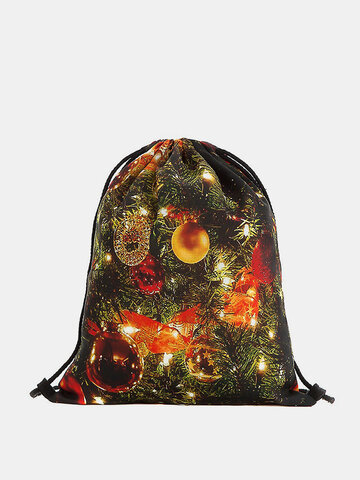 Christmas Backpack Drawstring Shoulder Bag For Women 