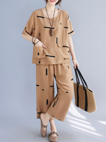 Printed Flap Pocket Two-piece Suit