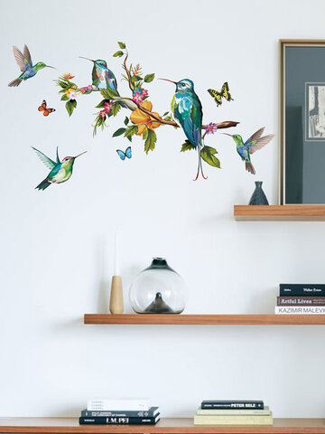 Motif d'oiseaux et de branches colorés auto-adhésif chambre salon autocollant mur Art décor à la maison