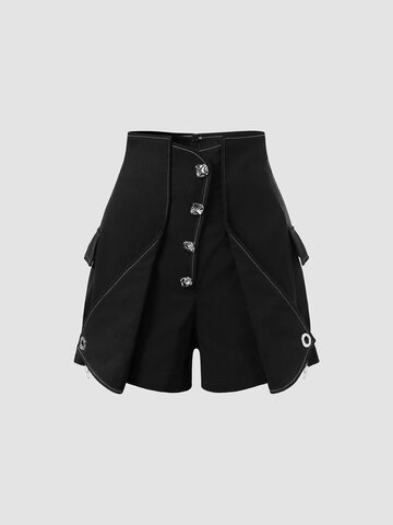 Metal Buttom Layered Shorts