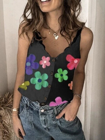 Colorful Flower Print Tank Top