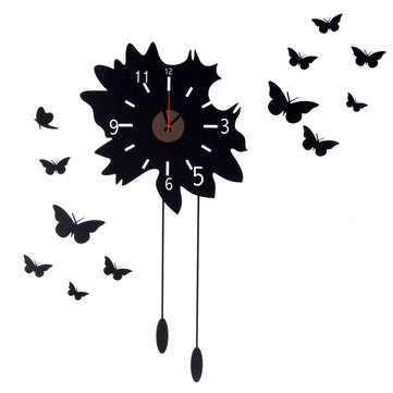 

Creative DIY Removable PVC Black Butterfly Clock Wall Decal Stickers