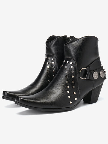 Plus Size Slip Resistant Chunky Heel Ankle Boots