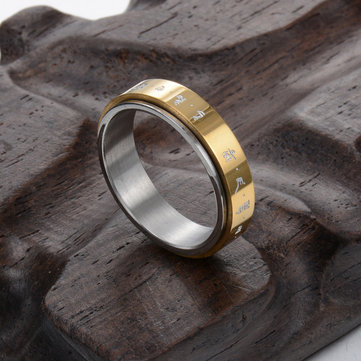 Rotatable Titanium Steel Gold Ring