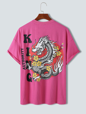 T-shirt con stampa floreale sul retro del drago