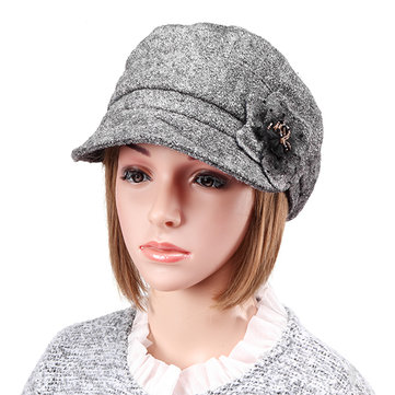 

Women Warm Bowler Woolen Beanie Hat Snow Cap With Brim Fedora/Trilby Hat, Camel grey black