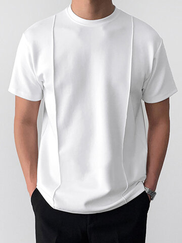 Einfarbiges T-Shirt mit Biesen-Detail