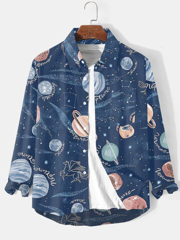 Рубашки с принтом «Галактика и планета»