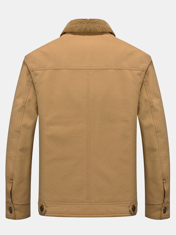 Fleece Lined Thicken Utility Solid Jackets