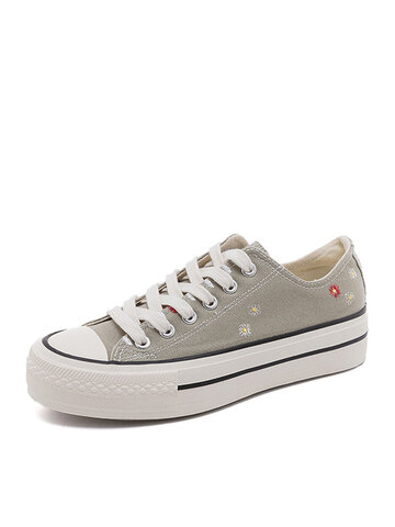 Small Daisies Lace Up Flat Trainers