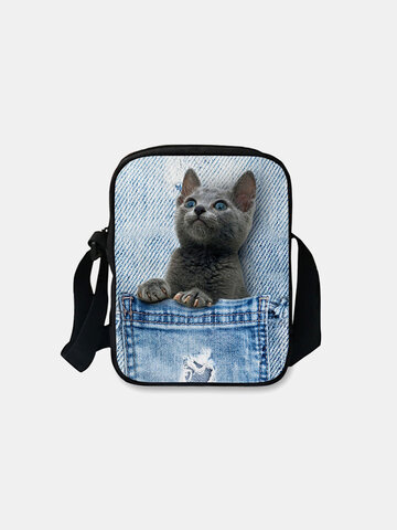 3D Animal Creative Cartoon Cute Print Cat Casual Style Phone Bag Waist Bag