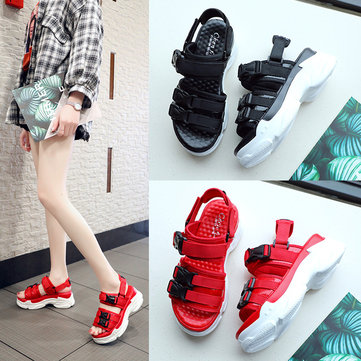 

Sandals Female Ins Tide Season New Muffin Thick Bottom Sports Old Shoes Net Red Belt Buckle Sandals