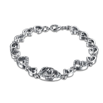 INALIS Sweet Bracelet Full Hollow Heart Rhinestone Luxury Bracelet 