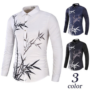 

2019 Spring And Autumn New Foreign Trade Men's Fashion Casual Slim Trend European And American Style Digital Printing Shirt C16