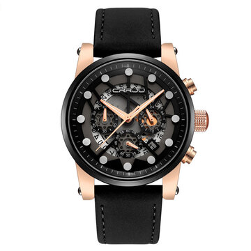 Militray Genuine Leather Watch pour homme