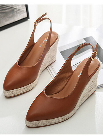 Casual Brief Hasp Wedges Heel Shoes