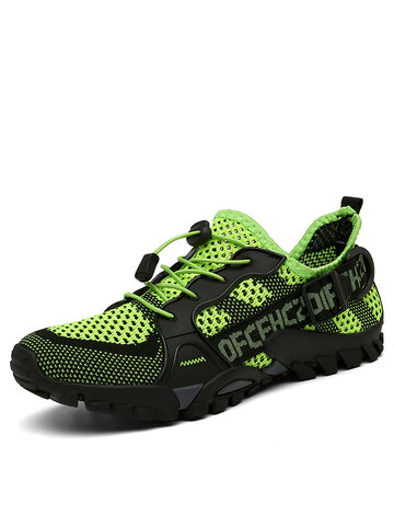 Men Breathable Knitted Fabric Hiking Shoes