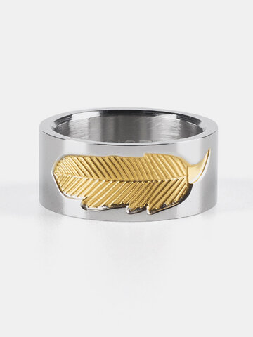 Unisex Feather Stainless Steel Ring