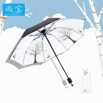 

Yubao Creative Cartoon Cat Dog Black Plastic Umbrella Anti-UV Umbrella Umbrella Female Sunscreen Tri-fold Umbrella