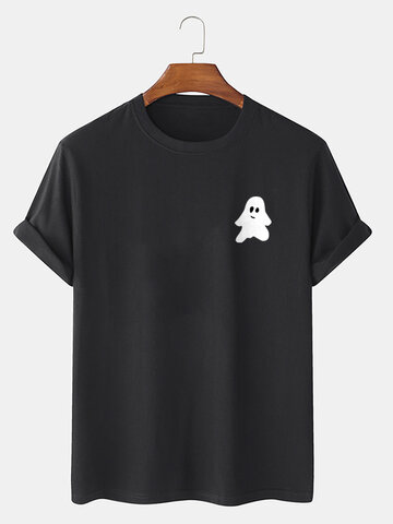 Halloween Cartoon Ghost Print T-Shirts