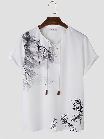 Chinese Bamboo Lace Up T-Shirts