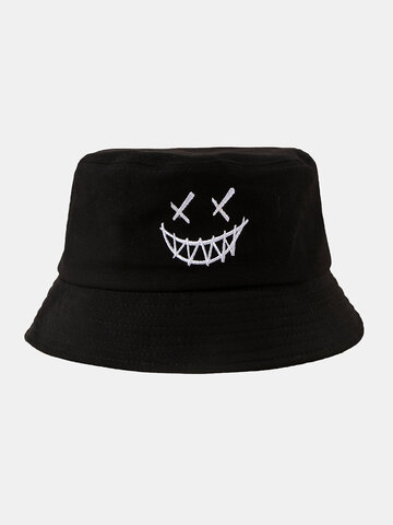Unisex Funny Face Embroidery Bucket Hat