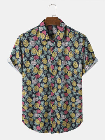 Funny Pineapple Print Street Shirts