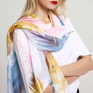 Женское Шарф из хлопкового пера с цветочным принтом Уникальный Plus шаль