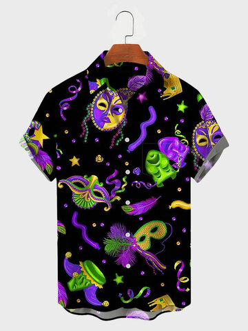 Carnival Mask Feather Print Shirts