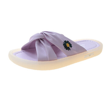 Daisy Decor Cross Bande Soft Jelly Sole Slippe-Purple