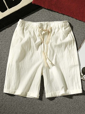 Shorts de algodão com textura sólida