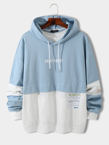Letter Print Two Tone Hoodies