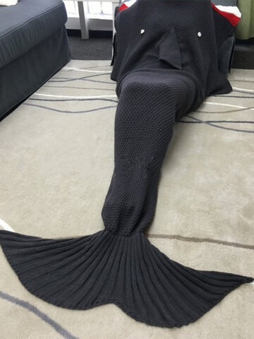 Mermaid Tail Sofa Blanket Soft Warm Hand Crocheted Knitting Wool For Children