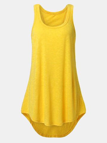 Solid Color O-neck Sleeveless Dress