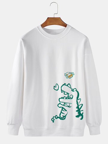 Cartoon Dinosaur Side Print Sweatshirts