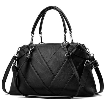 Women Faux Leather Simple Handbag Leisure Shoulder Bag