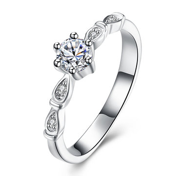 YUEYIN Sweet Ring Flower Zircon Luxury Elegant Wedding Ring