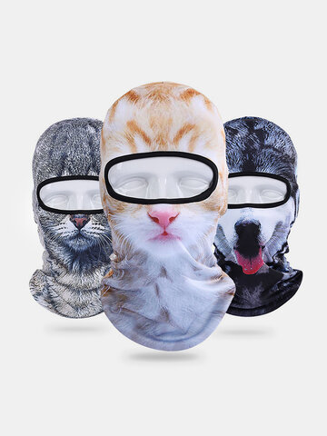 3D猫動物サンシェード自転車フルフェイスマスク帽子