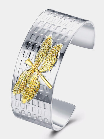 YUEYIN® Open-end Silver Plated Gold Dragonfly Bracelet