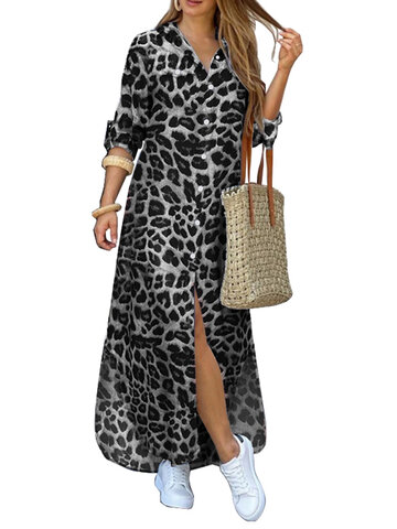 Revers mit Leopardenmuster Kleid
