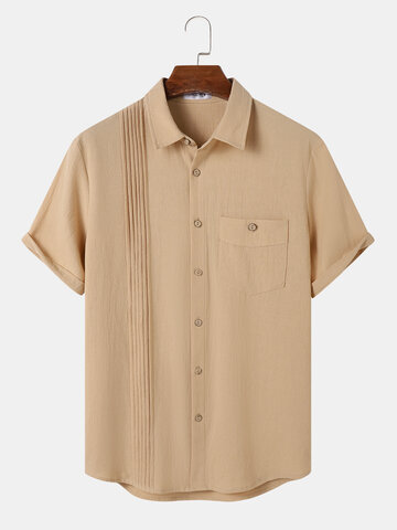 Pleated Button Pocket Shirts