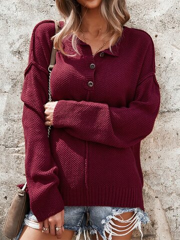 Women's  Drop Shoulder Long Sleeve Comfy Sweater