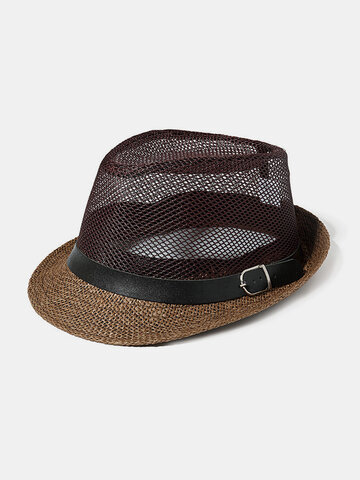 Solid Straw Breathable Jazz Cap 