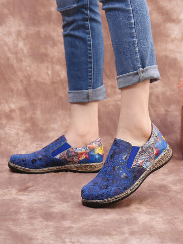 Socofy Floral Print  Flats Loafers