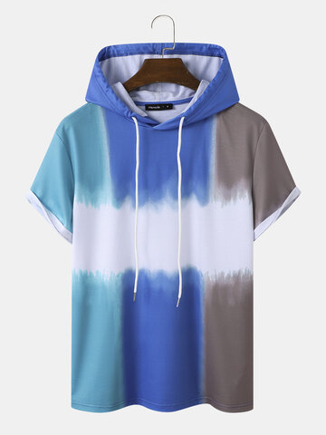 Colorblock Tie Dye Hooded T-Shirts