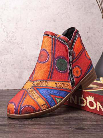Side-zip Comfortable Ethnic Style Ankle Boots