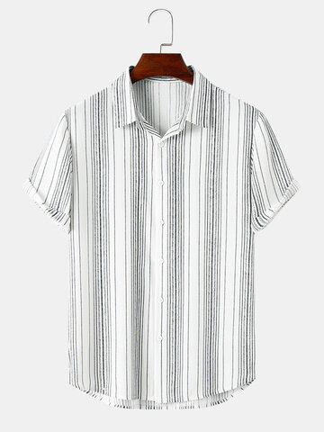 Striped Print Lapel Daily Shirts