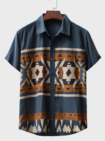 Ethnic Geometric Print Shirts