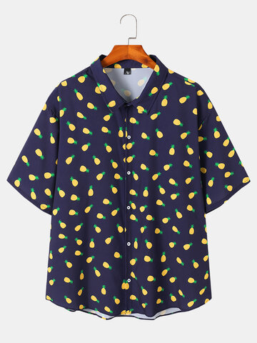 Plus Size Pineapple Print Shirts